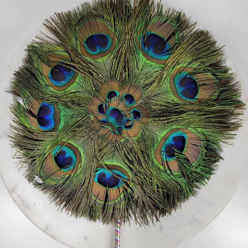 Vintage Peacock Feather Fan 12